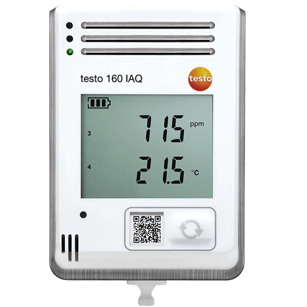 Testo 160 IAQ WiFi data logger with display and integrated sensors for temperature